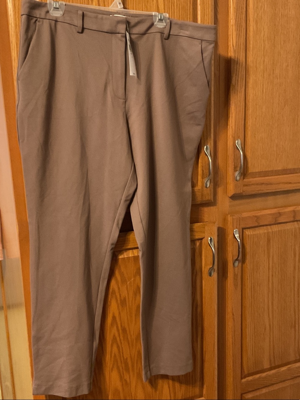 Coldwater Creek Straight-Leg Trousers in mocha. Size 18